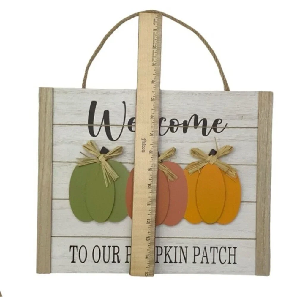 Shabby Chic Wall Hanging Farmhouse Harvest 3D Wood Pumpkin Rustic Multicolor NEW
